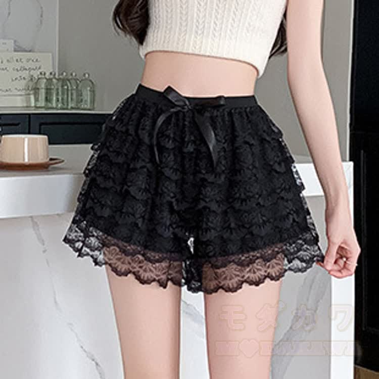 Damen-Shorts mit Stufenrock, Schleife und Rüschen - image 2