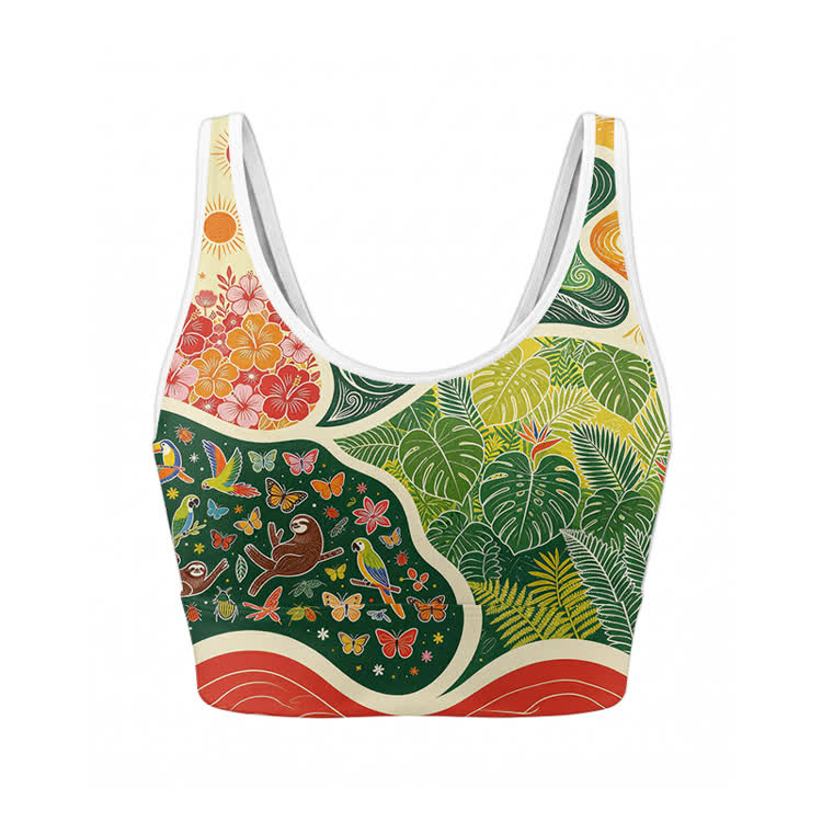 Crop-Top mit Tier- und Pflanzenmotiven, Sport-Top, Shorts, Bikini, Modakawa-Partnerlook - Top - XL - image 2
