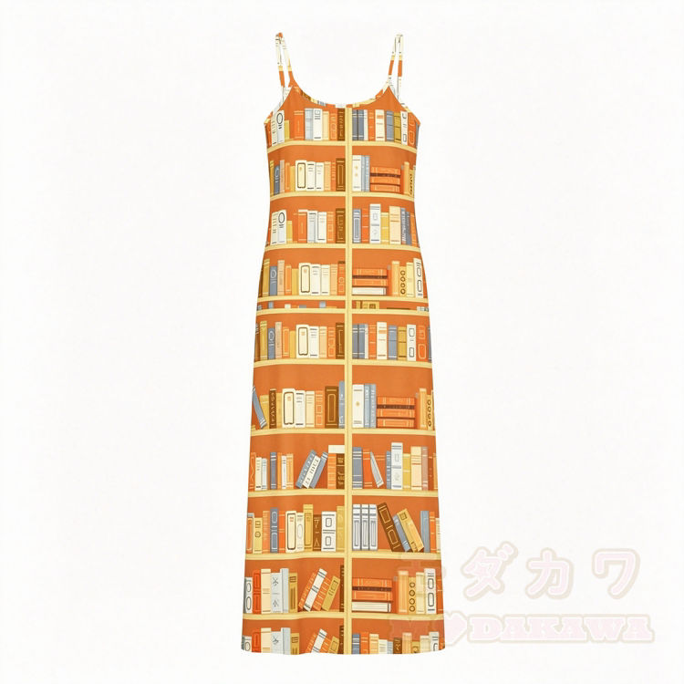 Bücherregal-Grafik Modakawa Slipkleid - Orange - 5XL - image 1