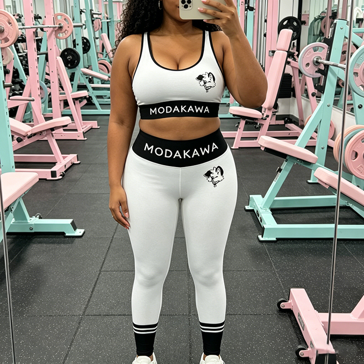 MODAKAWA X popipeko Puppy Graphic Sport-BH Top Leggings passendes Outfit - image 1