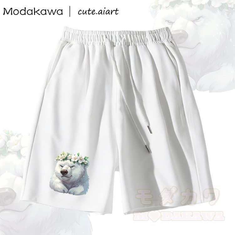 MODAKAWA X cute.aiart Shorts mit Blumen- und Bärenmotiv - Weiß - 5XL - image 2