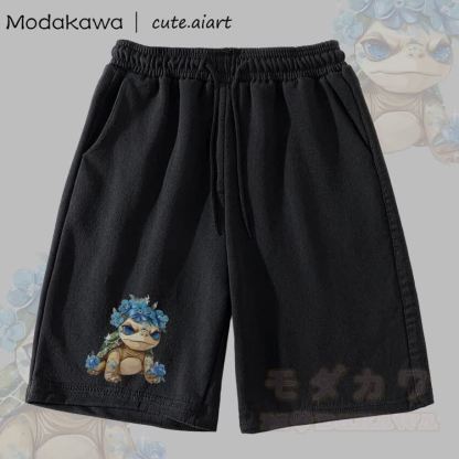 MODAKAWA X cute.aiart Shorts mit Blumen- und Schildkrötenmotiv - Schwarz - 5XL - image 2