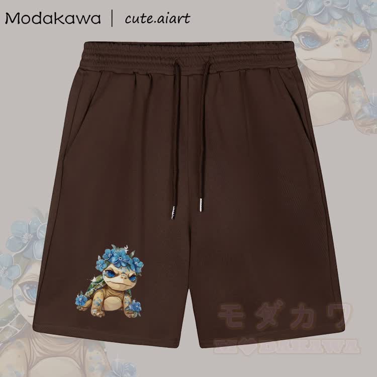 MODAKAWA X cute.aiart Shorts mit Blumen- und Schildkrötenmotiv - Braun - 5XL - image 1