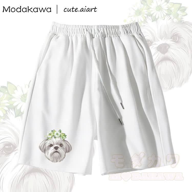 MODAKAWA X cute.aiart Shorts mit Blumenwelpen-Grafik - Weiß - 5XL - image 2