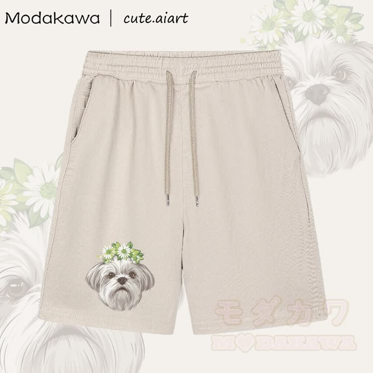MODAKAWA X cute.aiart Shorts mit Blumenwelpen-Grafik - Aprikose - 5XL - image 1