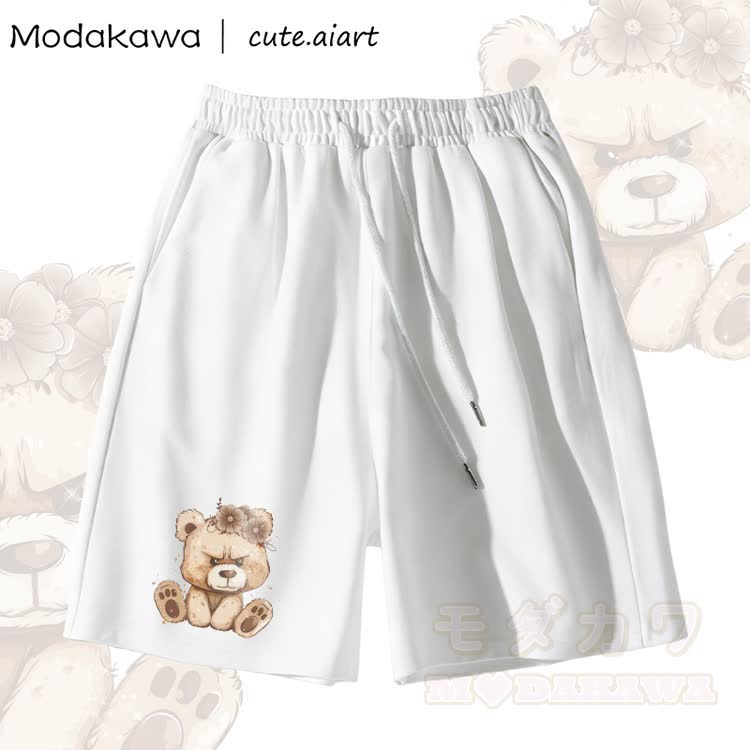 MODAKAWA X cute.aiart Shorts mit Blumen- und Bärenmotiv - Weiß - 5XL - image 2