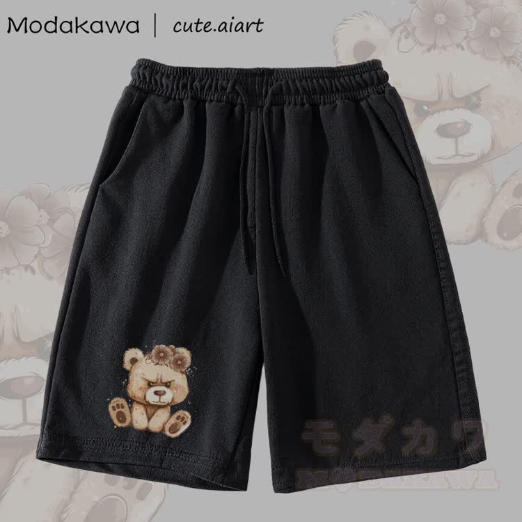 MODAKAWA X cute.aiart Shorts mit Blumen- und Bärenmotiv - Schwarz - 5XL - image 1
