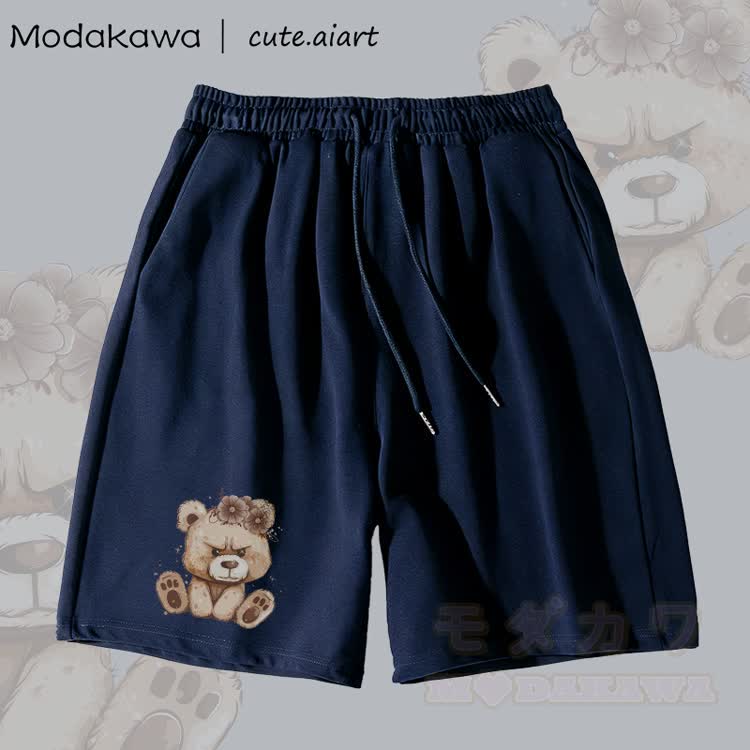 MODAKAWA X cute.aiart Shorts mit Blumen- und Bärenmotiv - Purpurblau - 5XL - image 3