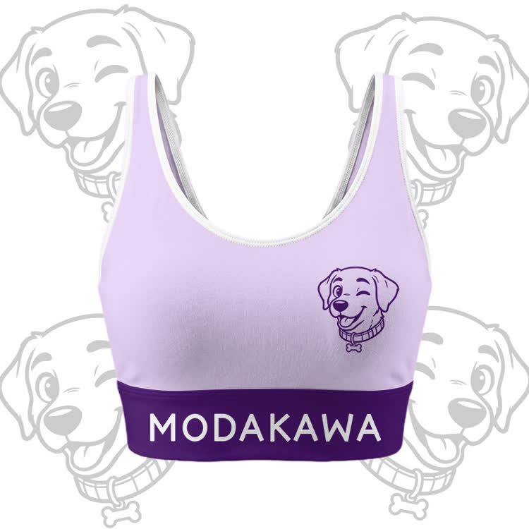 Happy Puppy Grafik-Crop-Tanktop, Sport-Top, Shorts, Bikini, Modakawa passendes Outfit - Purple Top - 5XL - image 2