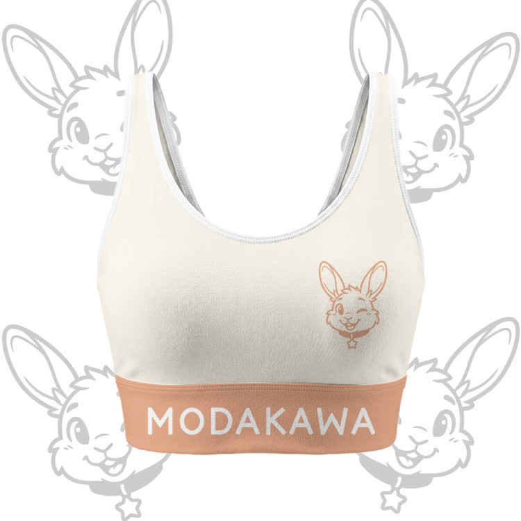 Wink Bunny Grafik Crop Tank Sport Top Shorts Bikini Modakawa passendes Outfit - Beige Top - 5XL - image 2