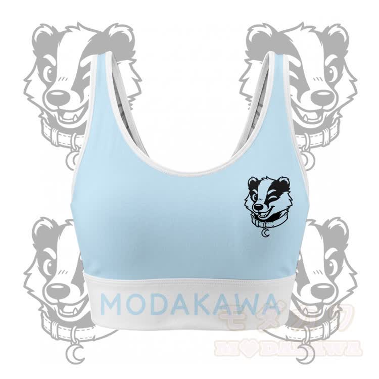 Wink Bear Graphic Crop Tank Sport Top Shorts Bikini Modakawa Matching Outfit - Blaues Oberteil - 5XL - image 2