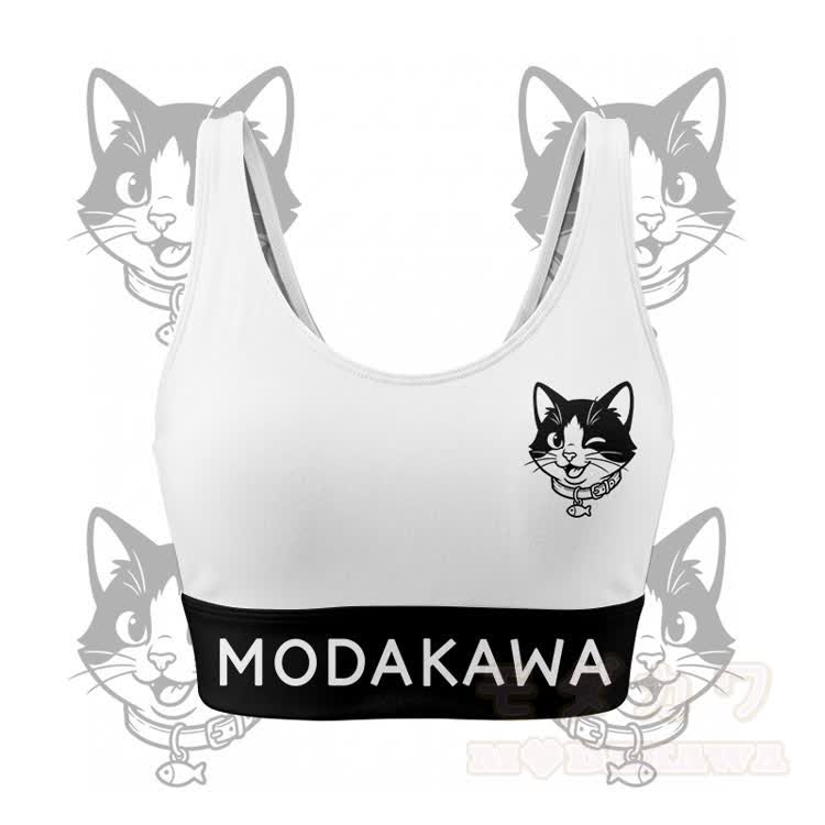 Wink Kitty Graphic Crop Tank Sport Top Shorts Bikini Modakawa Matching Outfit - Weißes Oberteil - 5XL - image 2