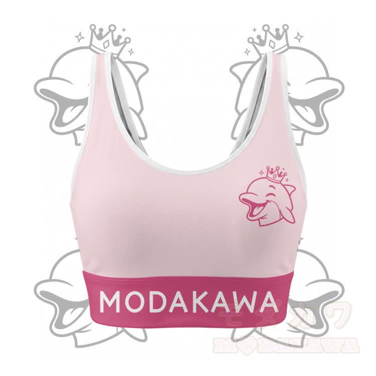 Gekröntes Delfin-Grafik-Crop-Tanktop, Sport-Top, Shorts, Bikini, Modakawa-Partnerlook - Rosa Top - 5XL - image 2