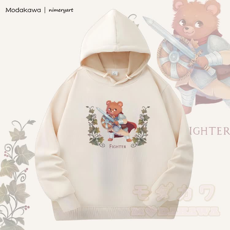 MODAKAWA X nimeryart Bear Fighter Grafik Fleecegefütterter Hoodie - Aprikose - 6XL - image 2