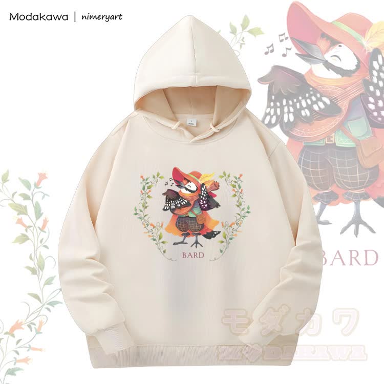 MODAKAWA X nimeryart Bard Bird Graphic Fleece Lined Hoodie - Aprikose - 6XL - image 2