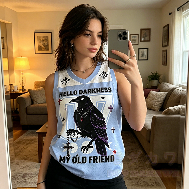 Hallo Dunkelheit, mein alter Freund, Raven Graphic Modakawa Mesh Tanktop - image 1