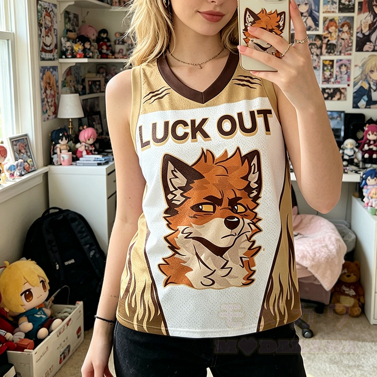 MODAKAWA X atka LUCK OUT Fox Graphic Mesh Tank Top - image 1