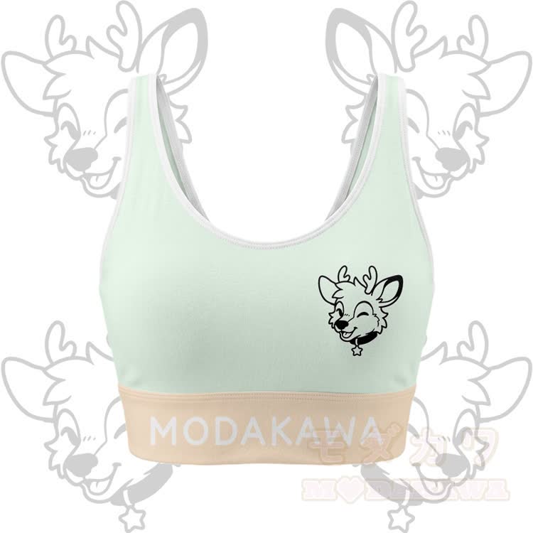 Wink Deer Graphic Crop Tank Sport Top Skirt Bikini Modakawa Matching Outfit - Grüne Spitze - 4XL - image 2