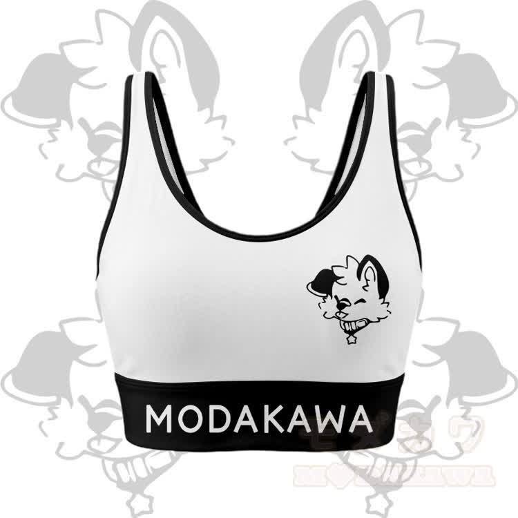 MODAKAWA X popipeko Zunge-raus-Welpen-Grafik Crop Tank Top Sport Top Rock Bikini passendes Outfit - Weißes Oberteil - 4XL - image 2