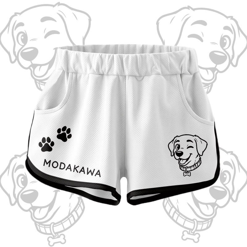 Happy Puppy Grafik-Crop-Tanktop, Sport-Top, Shorts, Bikini, Modakawa passendes Outfit - White Shorts - 5XL - image 11