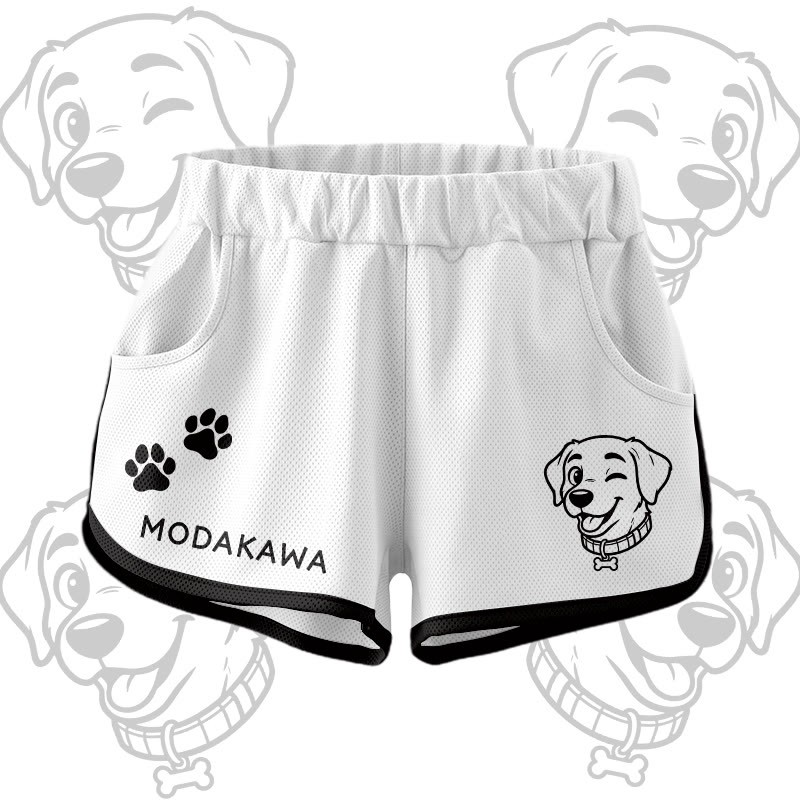 Happy Puppy Grafik-Crop-Tanktop, Sport-Top, Shorts, Bikini, Modakawa passendes Outfit - White Shorts - 5XL - image 11