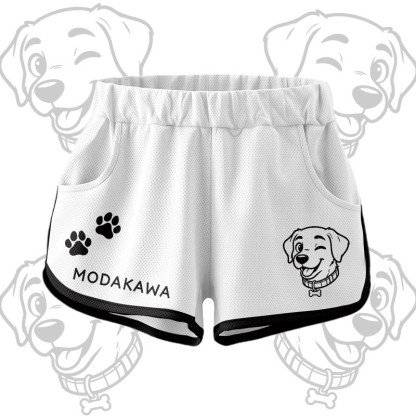 Happy Puppy Grafik-Crop-Tanktop, Sport-Top, Shorts, Bikini, Modakawa passendes Outfit - White Shorts - 5XL - image 11
