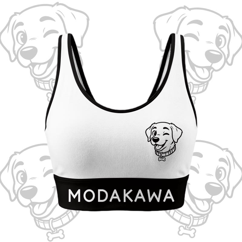 Happy Puppy Grafik-Crop-Tanktop, Sport-Top, Shorts, Bikini, Modakawa passendes Outfit - White Top - 5XL - image 6