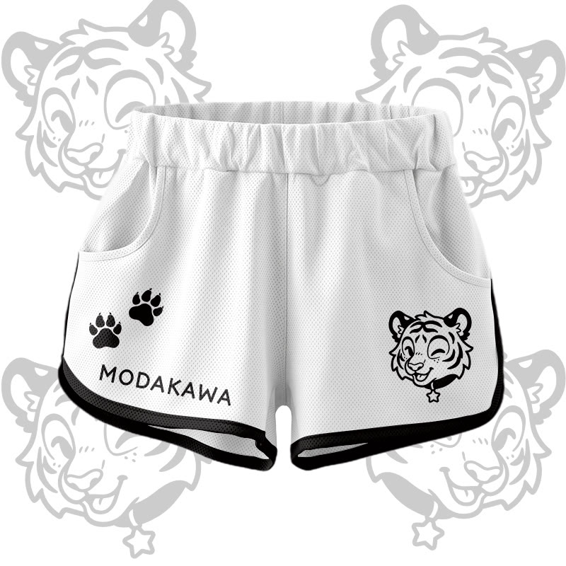 Happy Tiger Grafik Crop Tank Sport Top Shorts Bikini Modakawa passendes Outfit - White Shorts - 5XL - image 11
