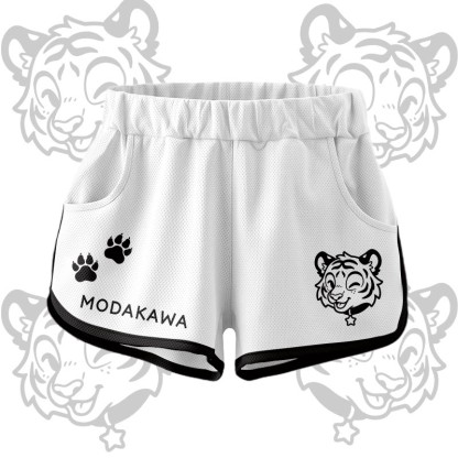 Happy Tiger Grafik Crop Tank Sport Top Shorts Bikini Modakawa passendes Outfit - White Shorts - 5XL - image 11