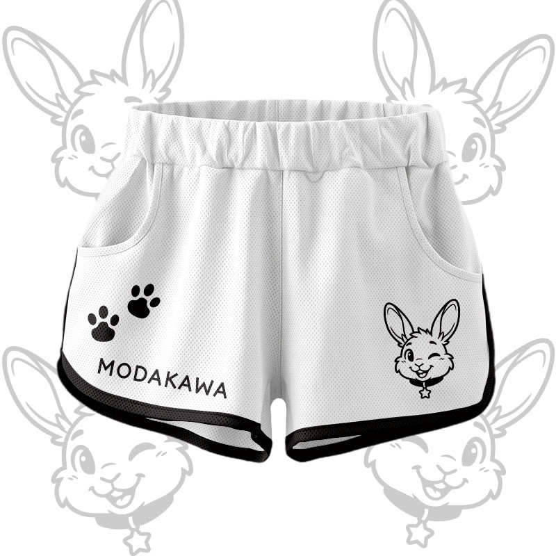 Wink Bunny Grafik Crop Tank Sport Top Shorts Bikini Modakawa passendes Outfit - White Shorts - 5XL - image 11