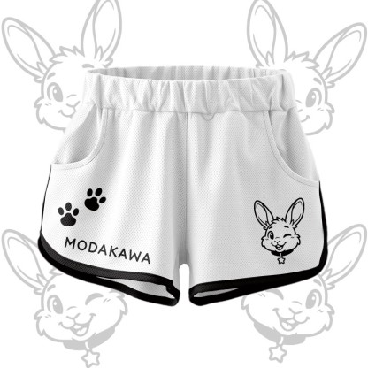 Wink Bunny Grafik Crop Tank Sport Top Shorts Bikini Modakawa passendes Outfit - White Shorts - 5XL - image 11