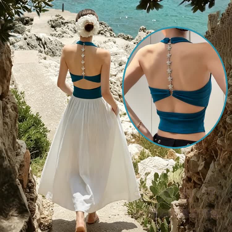 Sternenketten-Rückenfreies Halter-Crop-Top - image 1