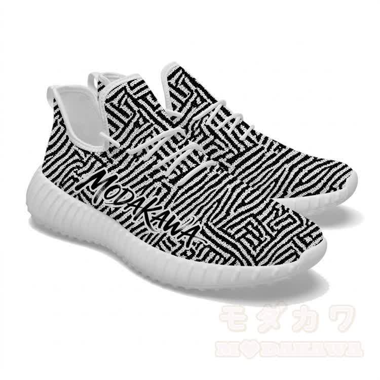 Modakawa Schnürschuhe mit schwarzem und weißem Labyrinthmuster, lässige Sportschuhe - image 2
