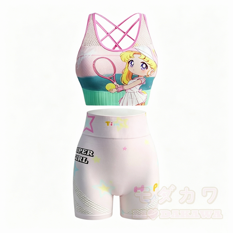 Anime Tennis Mädchen Mesh Sporttop Shorts passendes Outfit - image 2