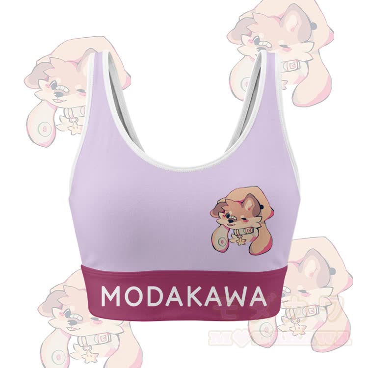 MODAKAWA X popipeko Puppy Graphic Crop Tank Tank Sport Top Shorts Bikini Matching Outfit - Lila Top - 5XL - image 2
