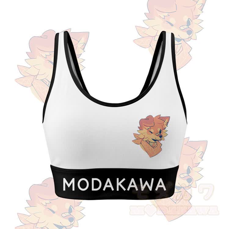 MODAKAWA X popipeko Wink Puppy Graphic Crop Tank Tank Sport Top Shorts Bikini Matching Outfit - Weißes Oberteil - 5XL - image 2
