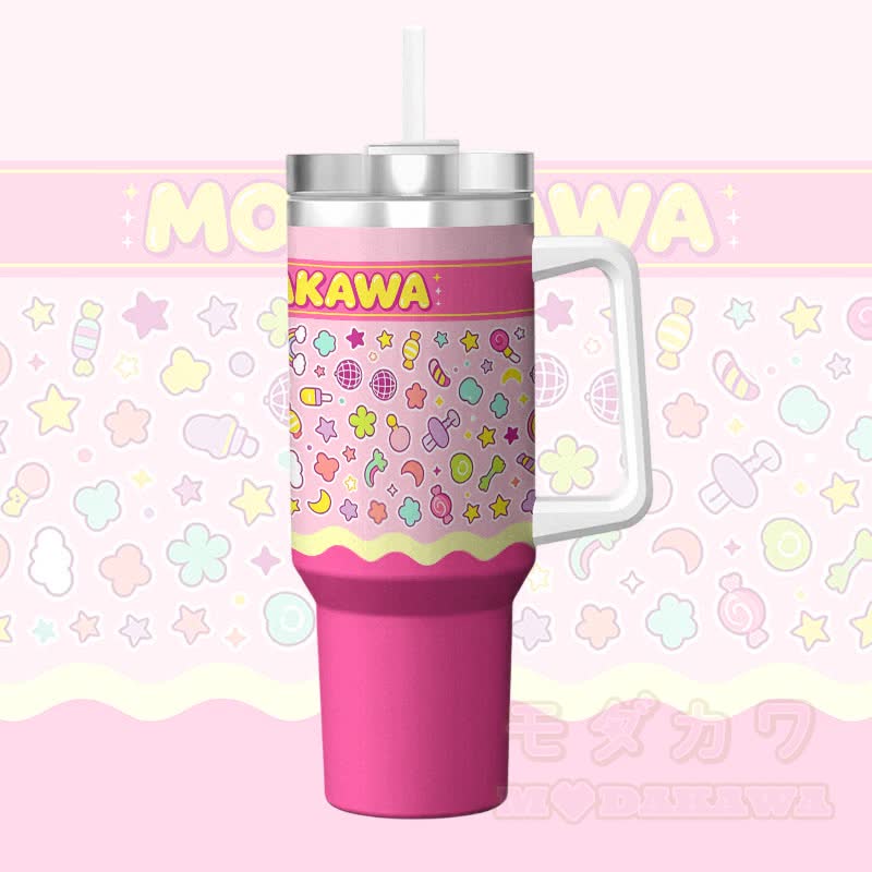 MODAKAWA X popipeko Candy Pattern 40 oz Edelstahlbecher - Rosa - 40 oz / 1200 ml - image 2