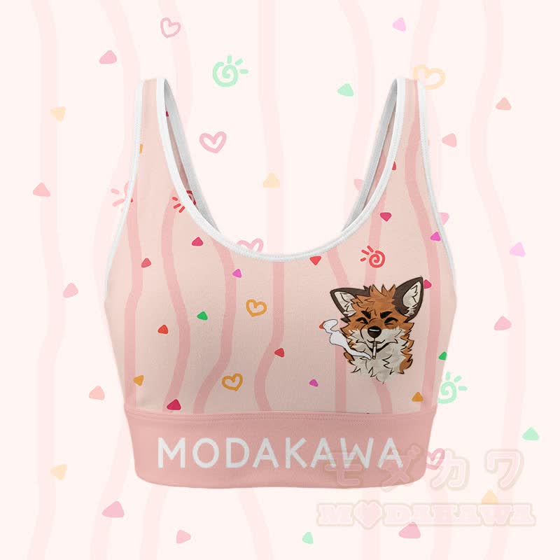 MODAKAWA X atka Fox Smoking Graphic Crop Tank Sport Top Pocket Skort Matching Outfit - Spitze - 4XL - image 2