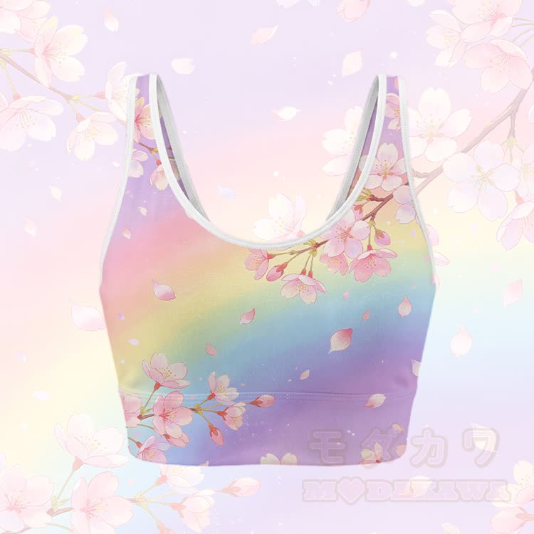 Sakura Graphic Gradient Crop Tank Sport Top Skirt Bikini Modakawa Matching Outfit - Mehrfarbiges Oberteil - 4XL - image 2