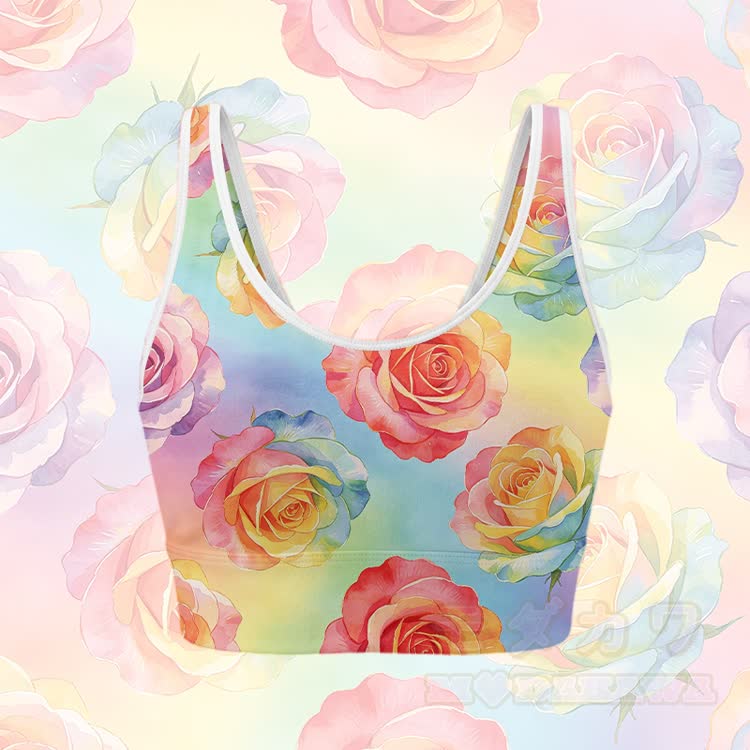 Rose Graphic Gradient Crop Tank Sport Top Skirt Bikini Modakawa Matching Outfit - Mehrfarbiges Oberteil - 4XL - image 2