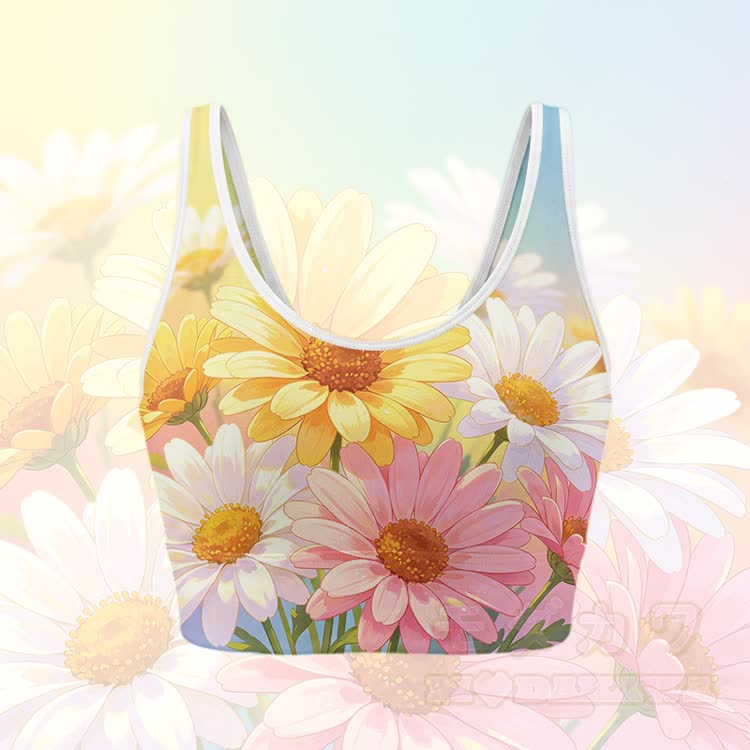 Sonnenblumen-Grafik-Gradienten-Crop-Tanktop, Sport-Top, Rock, Bikini, Modakawa passendes Outfit - Mehrfarbiges Oberteil - 4XL - image 2
