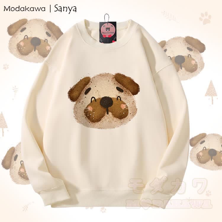 MODAKAWA X Sanya Unisex-Sweatshirt mit niedlichem Welpenmotiv - Beige - 5XL - image 2