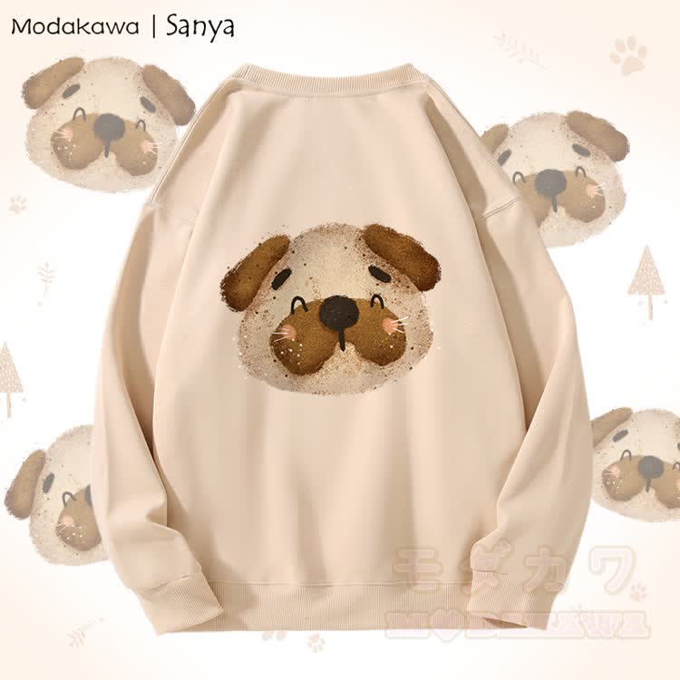 MODAKAWA X Sanya Unisex-Sweatshirt mit niedlichem Welpenmotiv - Aprikose - 5XL - image 1