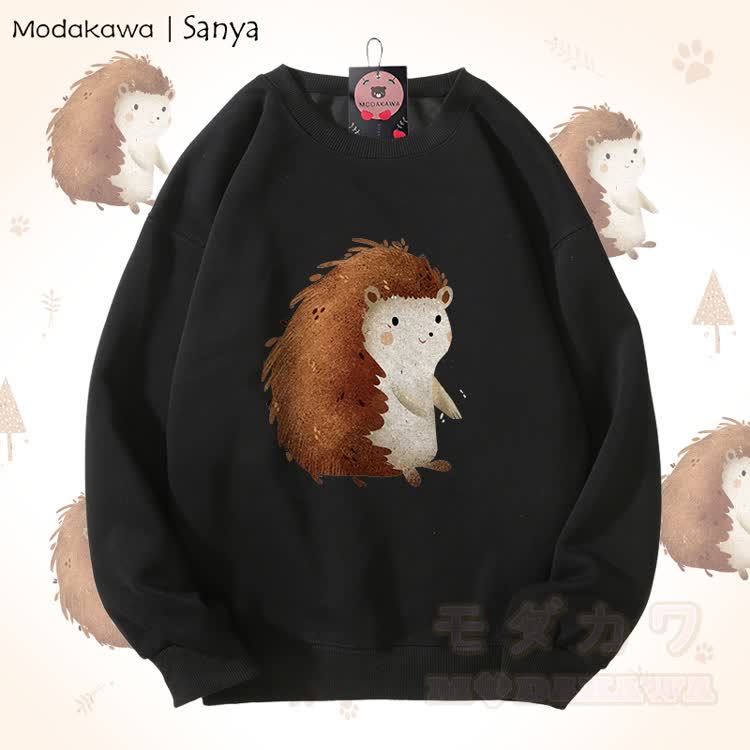 MODAKAWA X Sanya Unisex-Sweatshirt mit Igel-Motiv - Schwarz - 5XL - image 2