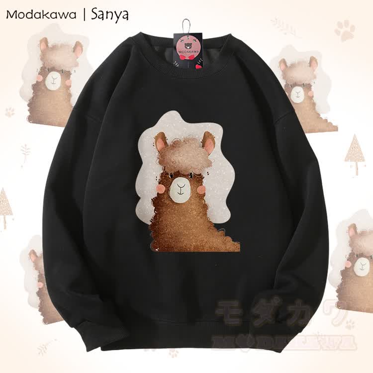 MODAKAWA X Sanya Alpaka-Grafik Unisex-Sweatshirt - Schwarz - 5XL - image 2