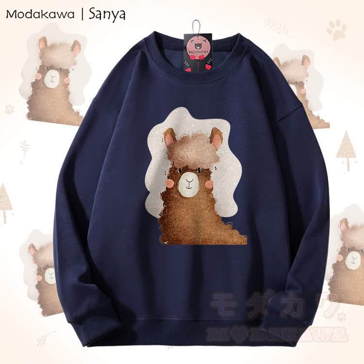 MODAKAWA X Sanya Alpaka-Grafik Unisex-Sweatshirt - Purpurblau - 5XL - image 1