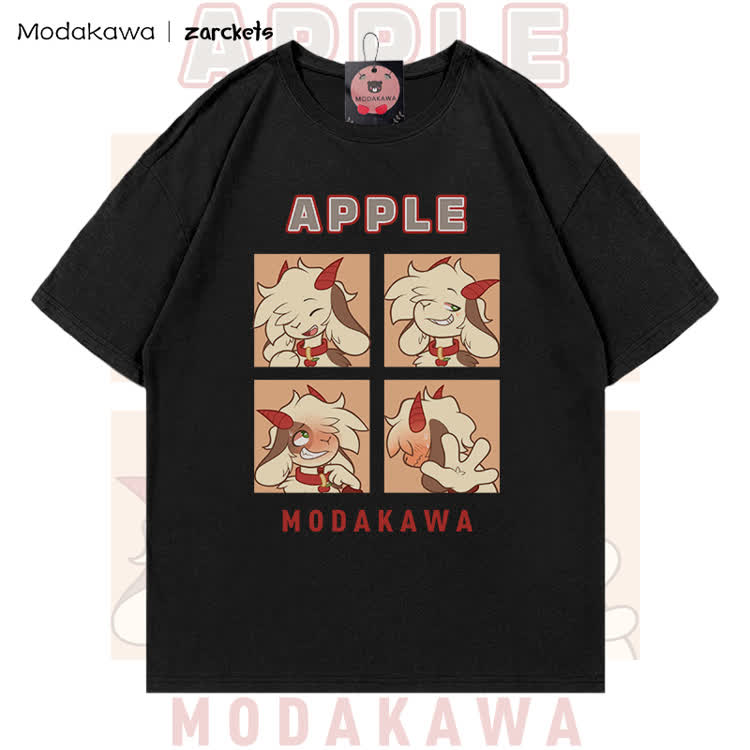 MODAKAWA X zarckets APPLE Ziegen-Charakter-Grafik T-Shirt aus 100 % Baumwolle - Black - 5XL - image 2