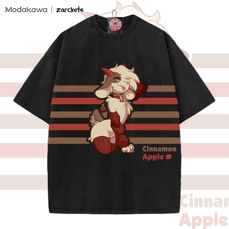 MODAKAWA X zarckets CINNAMON APPLE Goat Graphic Vintage Washed T-Shirt - Black - 5XL - image 1