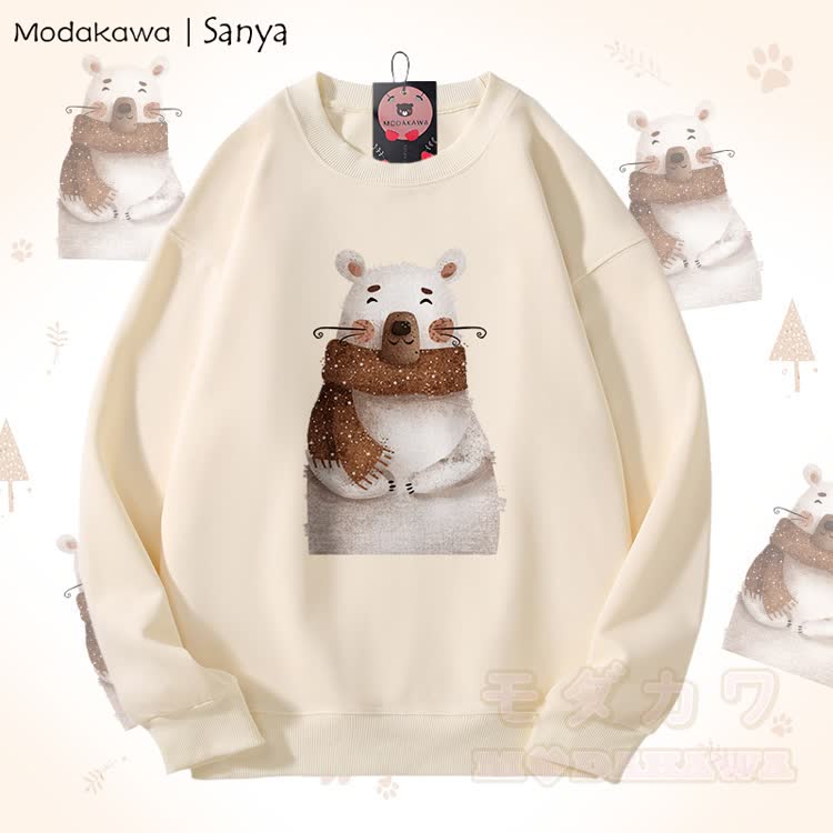 MODAKAWA X Sanya Unisex-Sweatshirt mit Eisbär-Grafik - Beige - 5XL - image 2