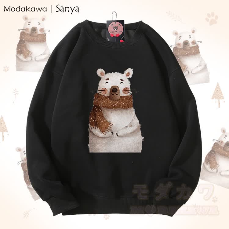 MODAKAWA X Sanya Unisex-Sweatshirt mit Eisbär-Grafik - Schwarz - 5XL - image 1